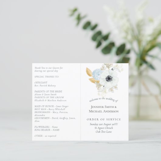 ネイビーホワイト金ゴールド結婚フローラ (スタンド正面)