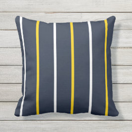 ネイビーホワイト黄色の垂直ストライプ色 アウトドアクッション