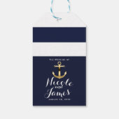 ネイビーホワイト&金ゴールド航海のいかり結婚ズ ギフトタグ (裏面)