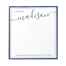  ネイビーホワイパーソナライズされたト名 Nの机から| ノートパッド