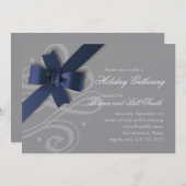 ネイビーボウニーカラーバックグランドホリデイ招待状 招待状 (正面/裏面)