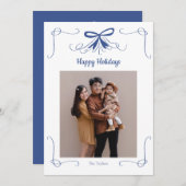 ネイビーボウリボン クリスマスホリデー フォトカード シーズンカード (正面/裏面)