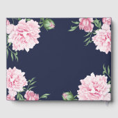 ネイビーボタニカルフローラピンク牡丹エレガントな結婚式 ゲストブック (裏面)
