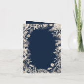ネイビーボタニカルフローラ1写真アーチクリスマス シーズンカード (裏面)