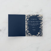 ネイビーボタニカルフローラ1写真アーチクリスマス シーズンカード (内部)