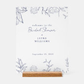 ネイビーボタニカルブライダルシャワーアクリルウェルカムサイン アクリルサイン (正面)