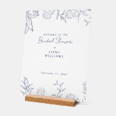 ネイビーボタニカルブライダルシャワーアクリルウェルカムサイン アクリルサイン (傾斜)