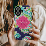 ネイビーボヘミアペイズリーカスタムモノグラム iPhone 16ケース<br><div class="desc">このカラフル手描きペイズリーiPhoneケースで電話にボーホチャームのtouchを追加。複雑でペイズリーのパタ芸術的ーンを備えたケースは、あなたの毎日のスタイルに自由な鮮やか雰囲気を持つ。名前またはモノグラムイニシャルでパーソナライズしユニークた、カスタム外観。さまざまな色で利用可能素晴らしで、幅広いiPhoneモデルに適合するように設計されたこのケースは、ボヘミア美しいと保護の完璧なブレンドモダンである。</div>