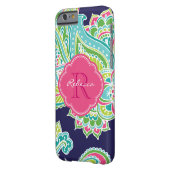 ネイビーボヘミアペイズリーカスタムモノグラム Case-Mate iPhoneケース (裏面左)