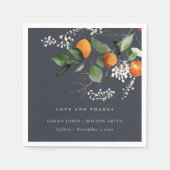 ネイビーボホオレンジブロッサムボタニッ結婚クスナプキン スタンダードカクテルナプキン (正面)