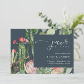 ネイビーボホピンクデザートサボテンフローラ水色 セーブザデート (スタンド正面)