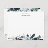 ネイビーボホフローラパーソナライズされた文房具Notecard ノートカード (正面/裏面)