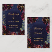 ネイビーボルドーオンラインRSVPと詳細マイティブシン 名刺 (正面/裏面)