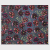 ネイビーボルドー宝石トーンブルゴーニュ結婚ー ラッピングペーパー (フラット)