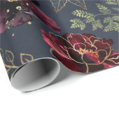 ネイビーボルドー宝石トーンブルゴーニュ結婚ー ラッピングペーパー (ロールコーナー)