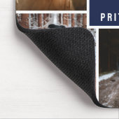 ネイビーポードッグフォトコラージュ&モノグラム マウスパッド (コーナー)