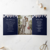 ネイビーマウヴ素朴フローラ写結婚真 三つ折りプログラム (内部)