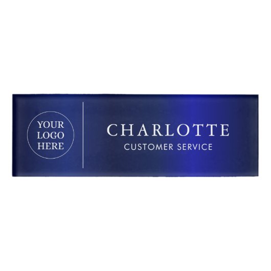 ネイビーマグネットカスタムロゴ事務所の従業員スタッフ 名札 (正面)