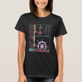 ネイビーマザー私のセーラー私の子供のプライドいかりママ Tシャツ