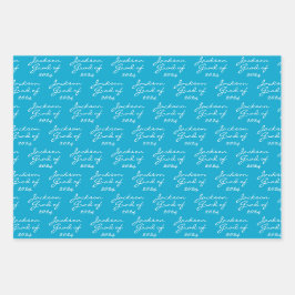 ネイビーマリンブルーパーソナライズされたグラード ラッピングペーパーシート