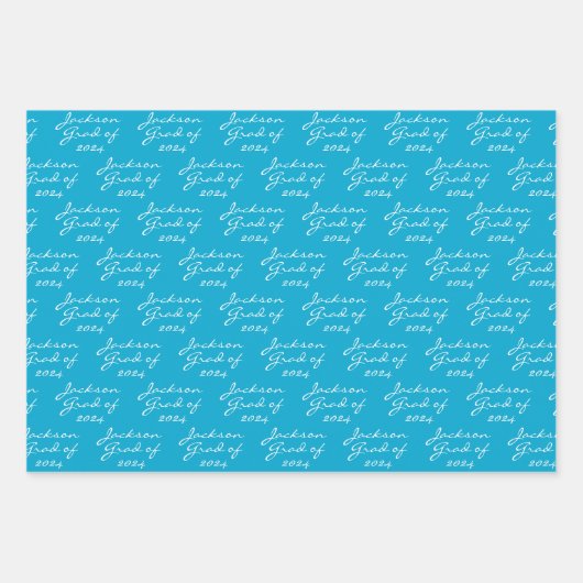 ネイビーマリンブルーパーソナライズされたグラード ラッピングペーパーシート (正面)