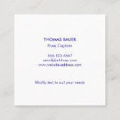 ネイビーマリーナボート憲章ロゴビジネスカード スクエア名刺 (裏面)