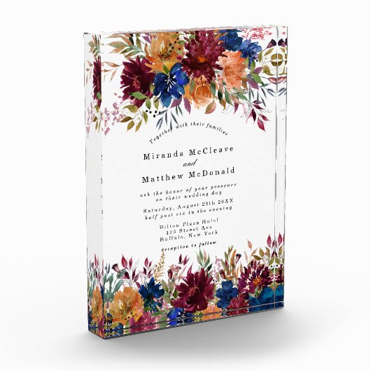 ネイビーマルサラオレンジキープサウェディング招待 フォトブロック (左)