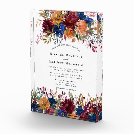 ネイビーマルサラオレンジキープサウェディング招待 フォトブロック (右)