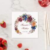 ネイビーマルサラオレンジフローラジオメトリック結婚ス スタンダードカクテルナプキン (インサイチュ)