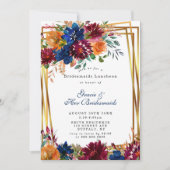 ネイビーマルサラオレンジフローラブリデスメイドランチョン (正面)