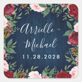 ネイビーマルサラカントリー素朴結婚式の引き出物シール スクエアシール