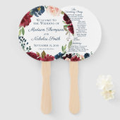 ネイビーマルサラフラワー結婚式 プログラムサークルファン ハンドファン (正面&裏面)