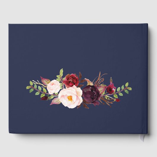 ネイビーマルサラフローラエレガントウェディングゲストブック ゲストブック (裏面)