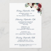 ネイビーマルサラフローラ結婚ズホテルウェルカムカード プログラム (裏面)