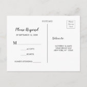 ネイビーマルサラボホフローラ秋の結婚式RSVP インビテーションポストカード (裏面)