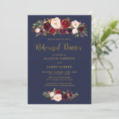 ネイビーマルサラレッド秋リハーサルディナーカード 招待状 (スタンド正面)