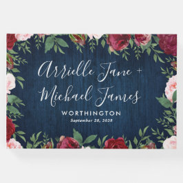 ネイビーマルサラ素朴カントリー結婚ズゲストブック ゲストブック