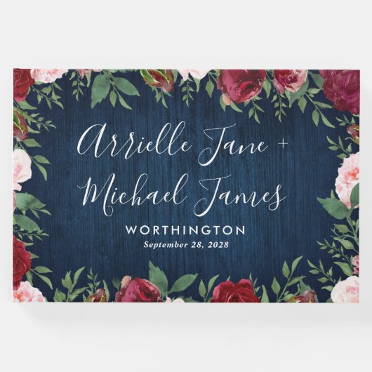 ネイビーマルサラ素朴カントリー結婚ズゲストブック ゲストブック (正面)