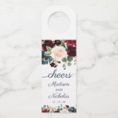 ネイビーマルサラ結婚フローラのワインボトルハンガーラベル ボトルネックタグ (正面)