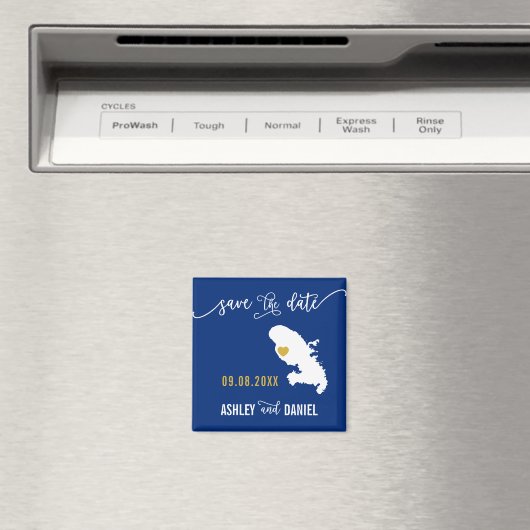 ネイビーマルティニーク結婚式の日付マップを保存 マグネット (インサイチュ (食洗機))