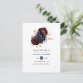 ネイビーマルーンとバラ金ゴールドフローラ保存日 案内ポストカード (スタンド正面)