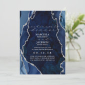 ネイビーマーブルアンドシルバーアガテディナーリハーサル 招待状 (スタンド正面)
