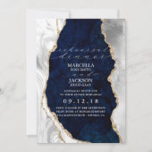 ネイビーマーブル＆ゴールドアゲートのディナーリハーサル 招待状 (正面)