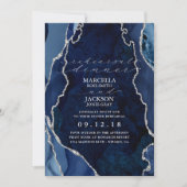 ネイビーマーブル＆シルバーアゲートのディナーリハーサル 招待状 (正面)