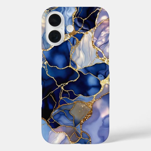 ネイビーマーブル 携帯ケース ゴールド 抽象的 ラグジュアリー Case-Mate iPhoneケース (裏面)