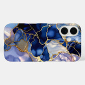 ネイビーマーブル 携帯ケース ゴールド 抽象的 ラグジュアリー Case-Mate iPhoneケース (裏面 (横))