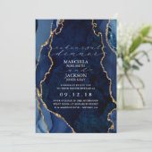 ネイビーマーブル&金ゴールドアゲートディナーリハーサル 招待状 (スタンド正面)