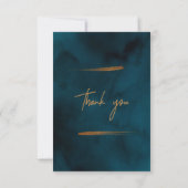 ネイビーマーブル&金ゴールドユーカリストウェディング サンキューカード (裏面)