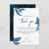 ネイビーマーブル&金ゴールドユーカリストウェディング サンキューカード (正面/裏面)