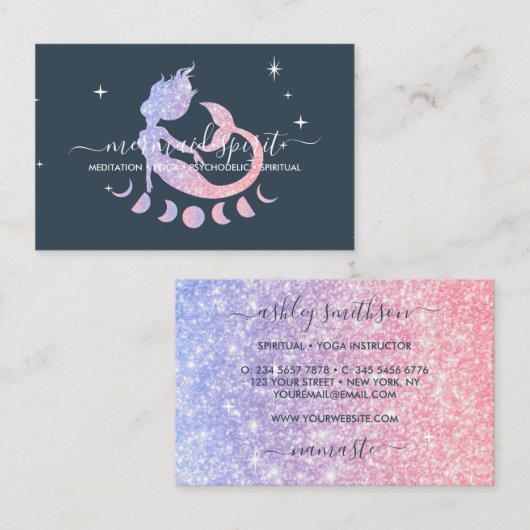 ネイビーマーメイドの精神的な星と月 名刺 (正面/裏面)